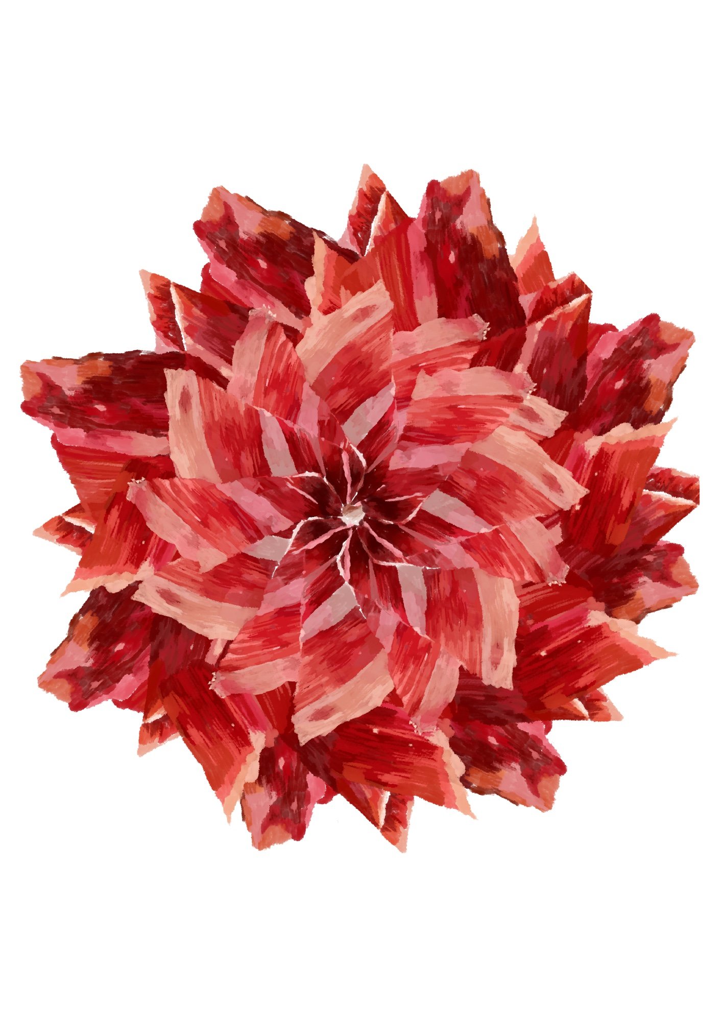 Ilustración pictórica de una flor roja sobre fondo blanco