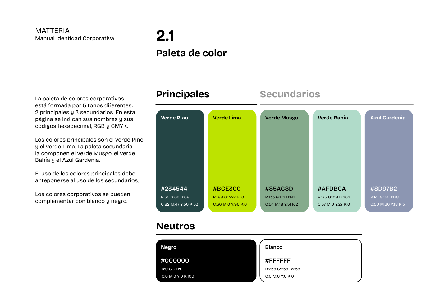 Paleta cromática de Matteria