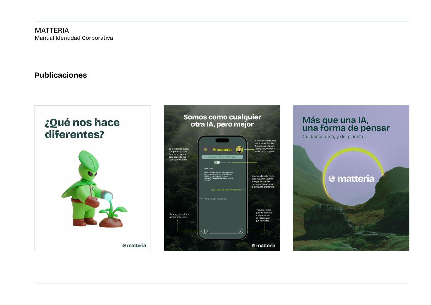 Publicaciones de Matteria para redes sociales