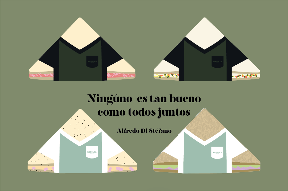Sistema de sándwiches Rodilla y lema Ninguno es tan bueno como todos juntos