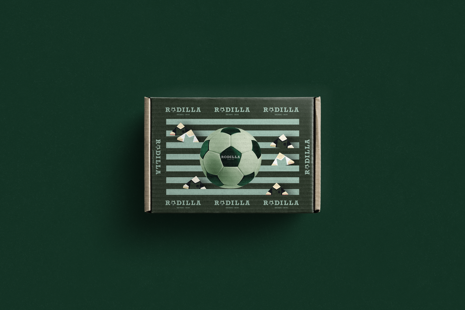 Packaging final de Rodilla sobre fondo verde oscuro