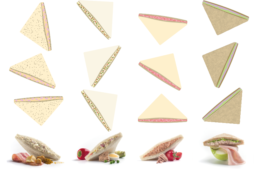 Variaciones gráficas de sándwiches Rodilla