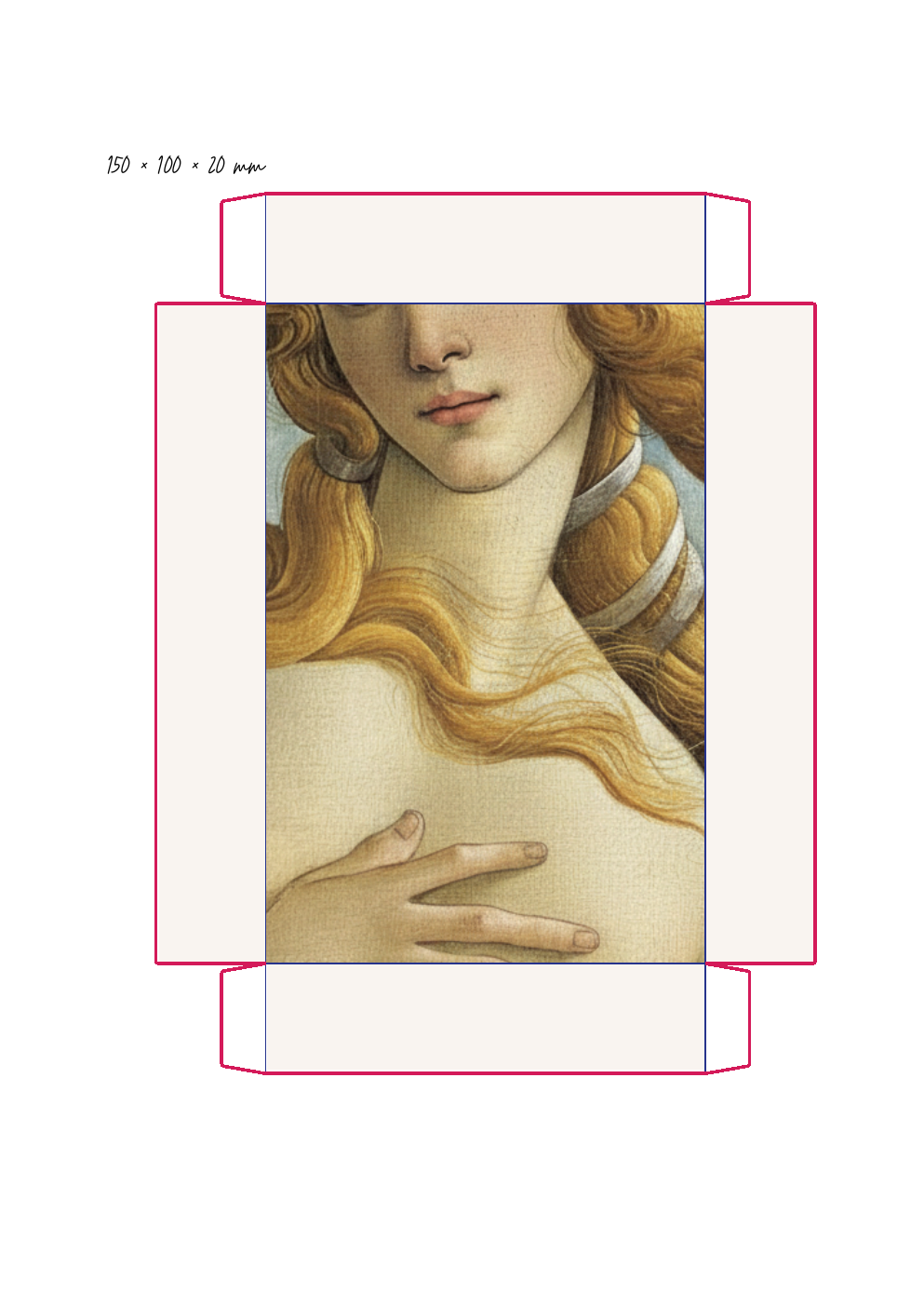 Desarrollo posterior del estuche con la obra de Venus
